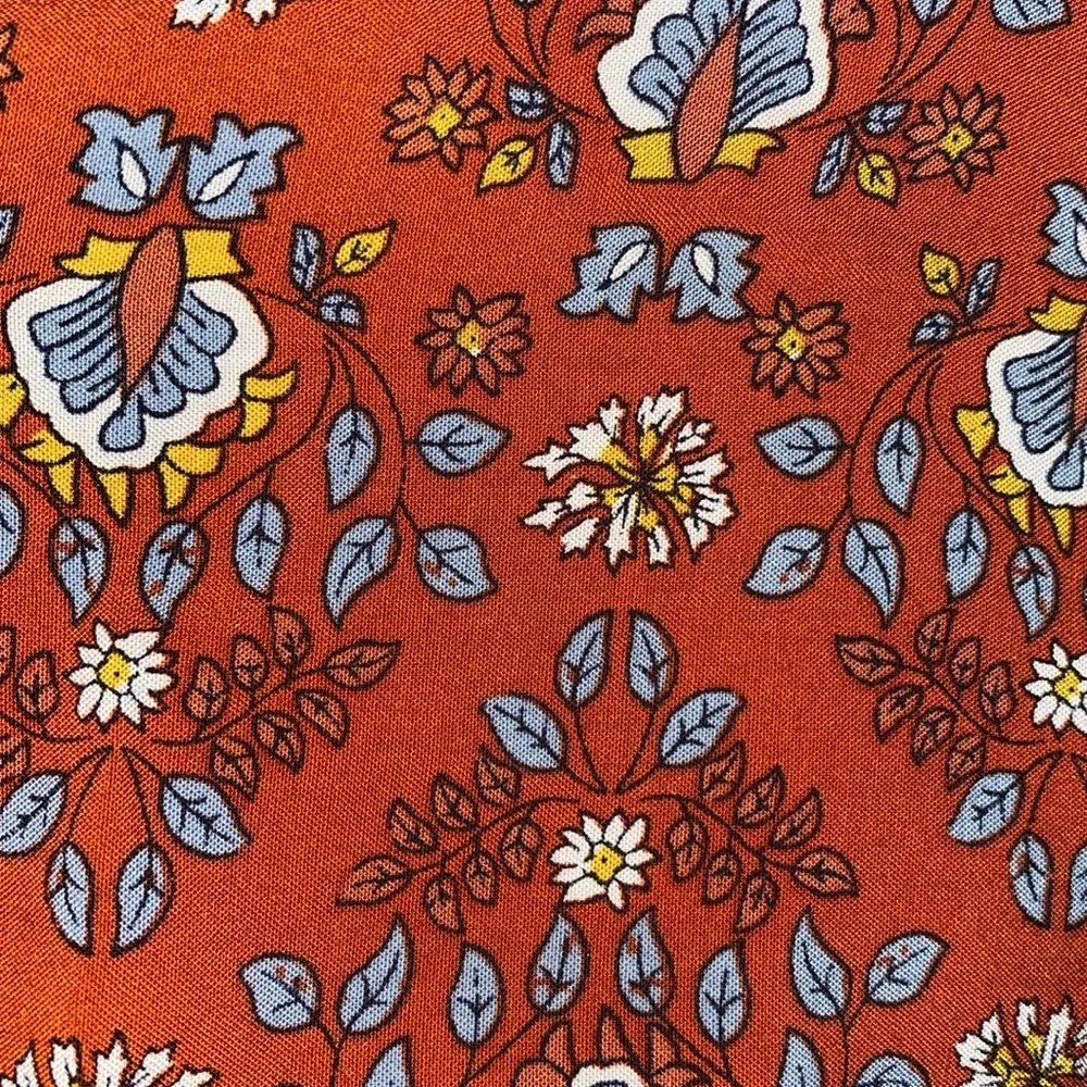 MAX STUDIO 100% Rayon Rust Floral Long Sleeved Tiered Dress Size M